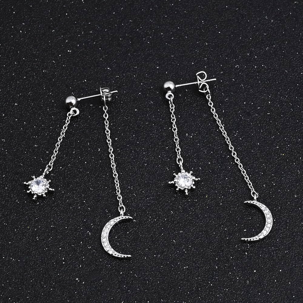 STARJEWELEYK10ピアスMOON&SUNPIERCEDEARRINGS Amazon.com: 925 Sterling Silver Moon Star Earrings for Women